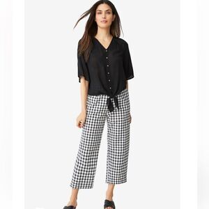 Chico’s Wide Leg Crop Summertime Pants Black & White Gingham Check Size 18 (3.5)